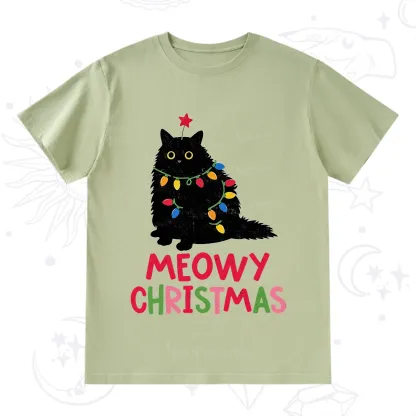 Purplehecate Meowy Christmas Black Cat T-Shirt