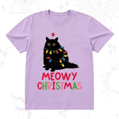Purplehecate Meowy Christmas Black Cat T-Shirt