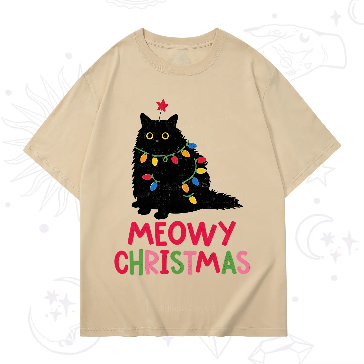 Purplehecate Meowy Christmas Black Cat T-Shirt