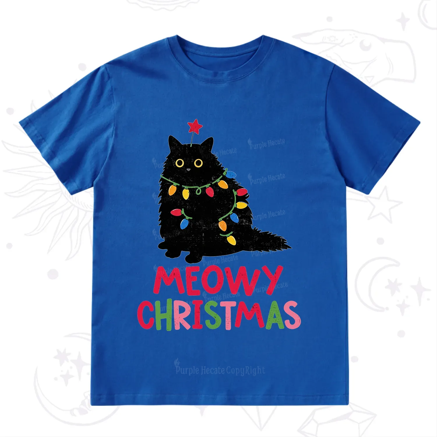 Purplehecate Meowy Christmas Black Cat T-Shirt