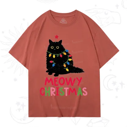 Purplehecate Meowy Christmas Black Cat T-Shirt
