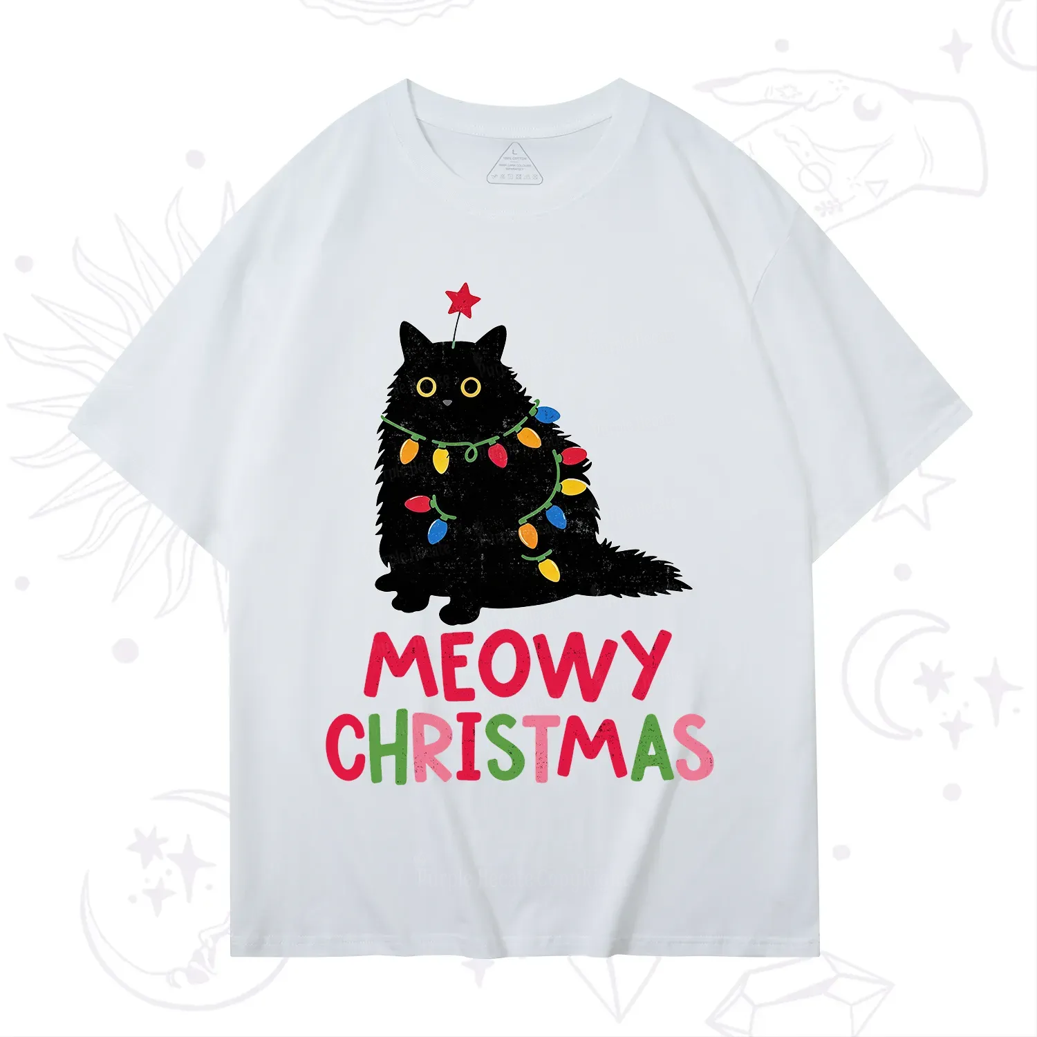 Purplehecate Meowy Christmas Black Cat T-Shirt