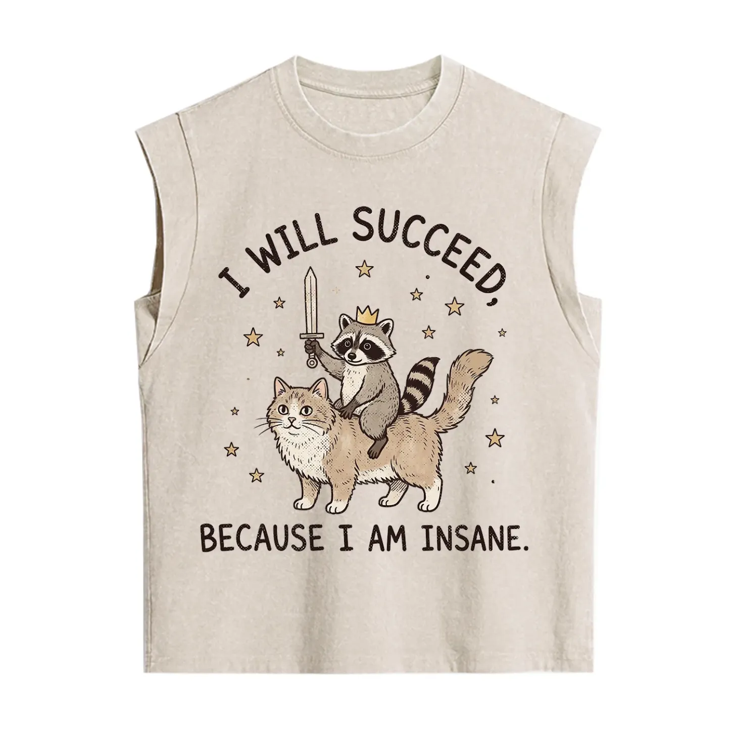 Purplehecate I Will Succeed Because I Am Insane Funny Raccoon Vintage Washed Tank