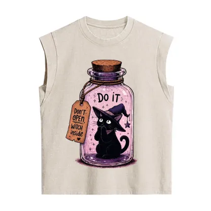 Purplehecate Witchy Cat in a Bottle Vintage Washed Tank