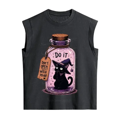 Purplehecate Witchy Cat in a Bottle Vintage Washed Tank