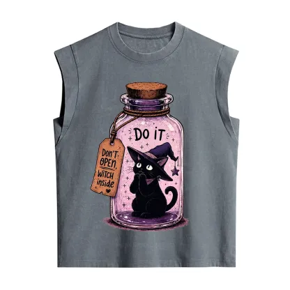 Purplehecate Witchy Cat in a Bottle Vintage Washed Tank