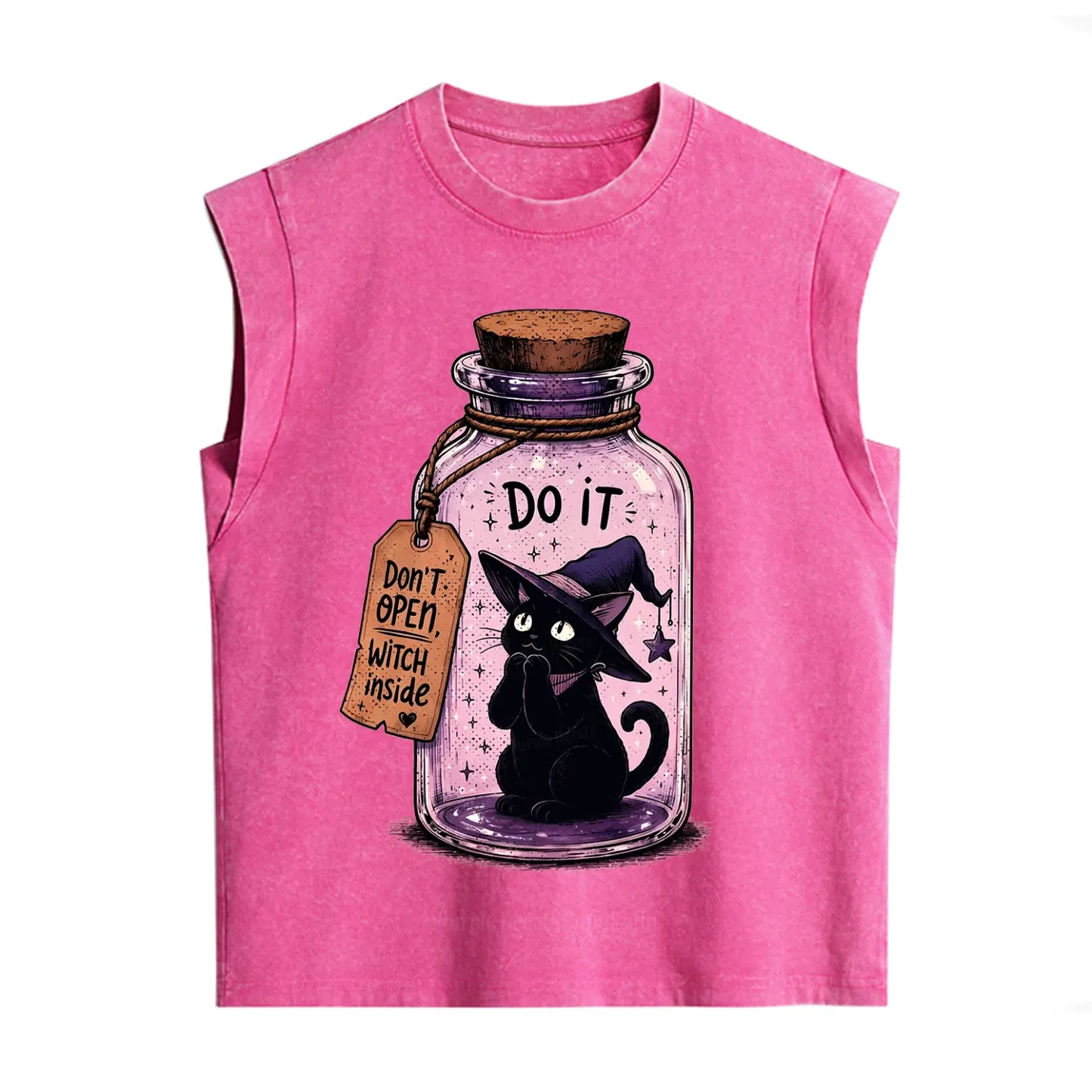 Purplehecate Witchy Cat in a Bottle Vintage Washed Tank