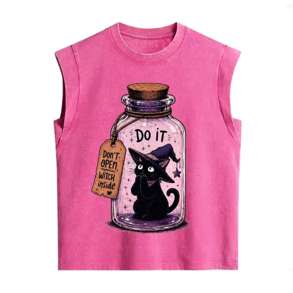 Purplehecate Witchy Cat in a Bottle Vintage Washed Tank