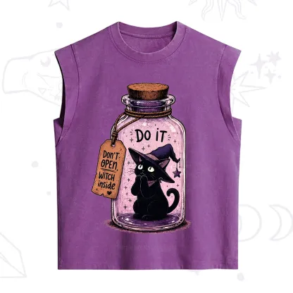 Purplehecate Witchy Cat in a Bottle Vintage Washed Tank