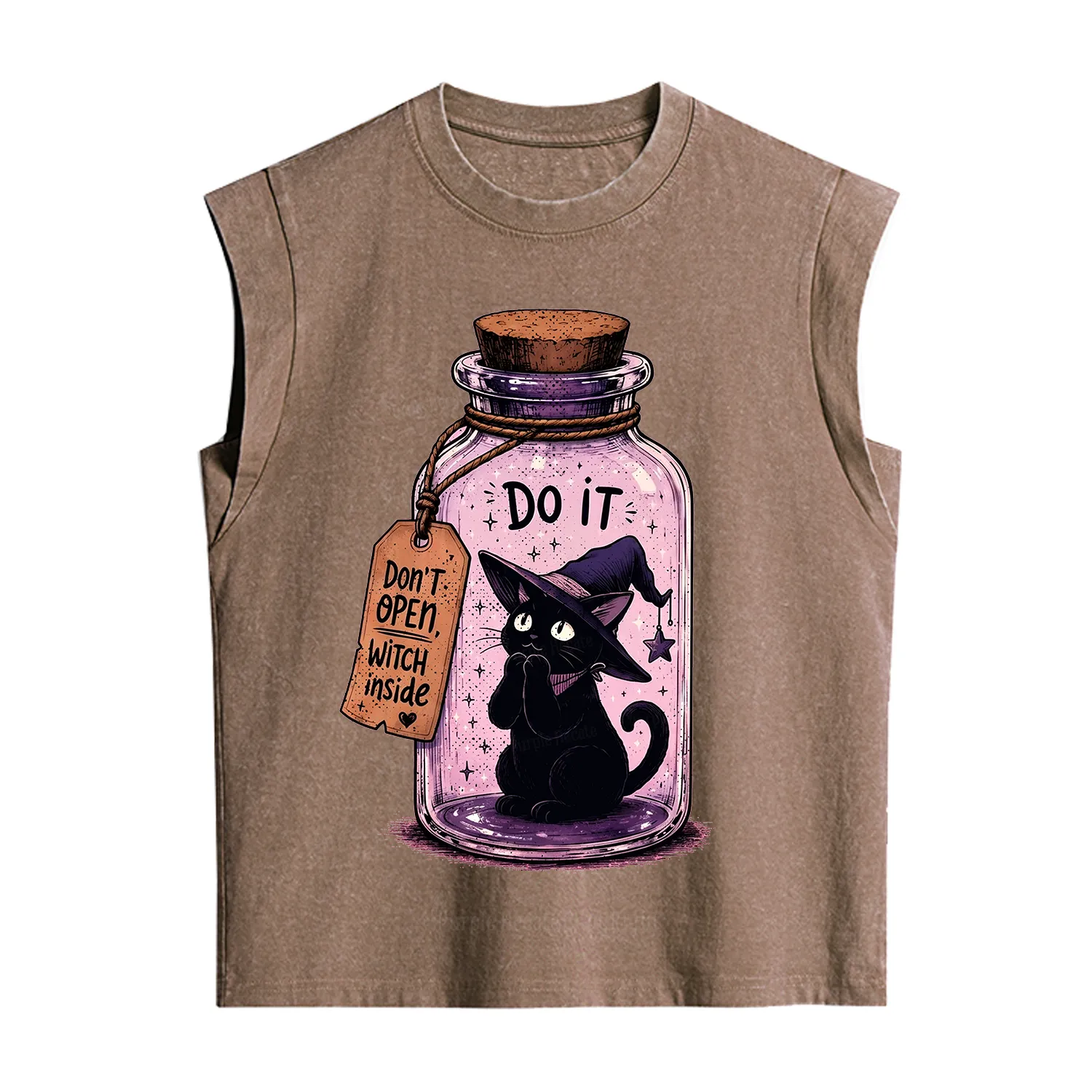 Purplehecate Witchy Cat in a Bottle Vintage Washed Tank