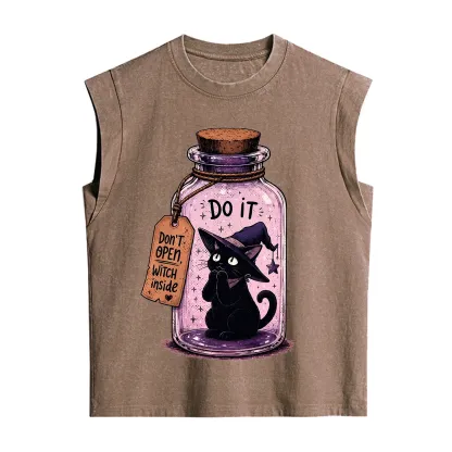 Purplehecate Witchy Cat in a Bottle Vintage Washed Tank