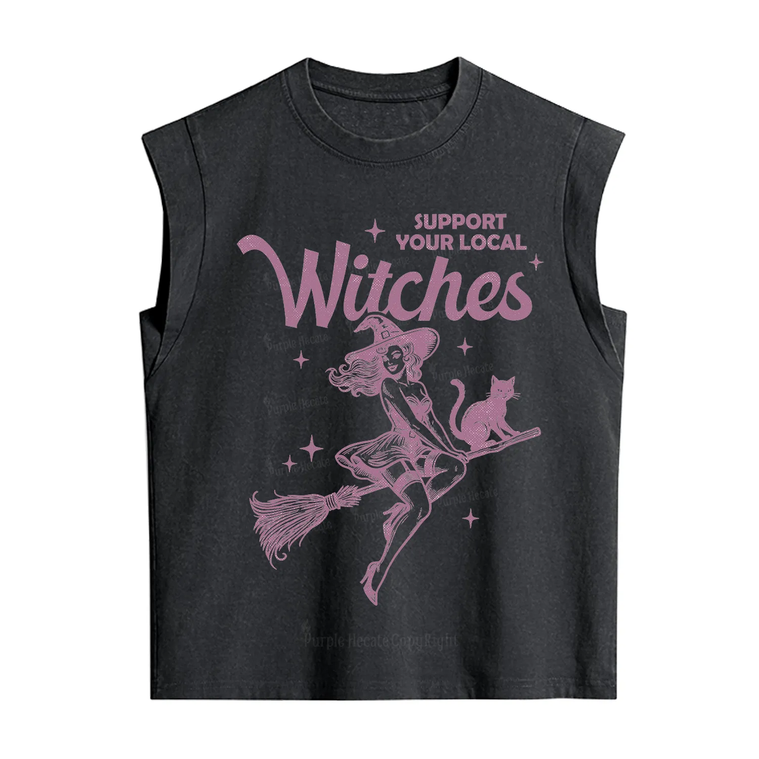 Purplehecate Support Your Local Witches Funny Witch Vintage Washed Tank