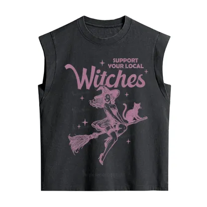 Purplehecate Support Your Local Witches Funny Witch Vintage Washed Tank