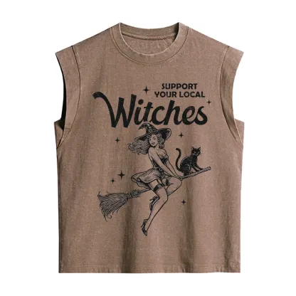 Purplehecate Support Your Local Witches Funny Witch Vintage Washed Tank