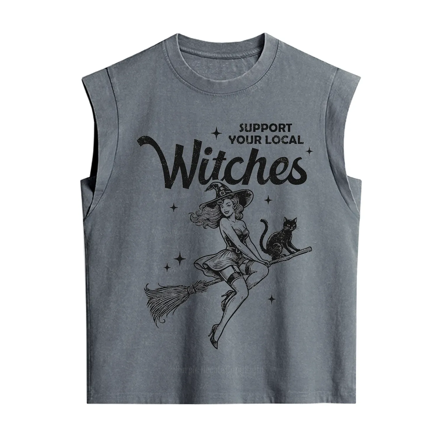 Purplehecate Support Your Local Witches Funny Witch Vintage Washed Tank