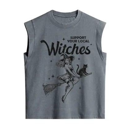 Purplehecate Support Your Local Witches Funny Witch Vintage Washed Tank