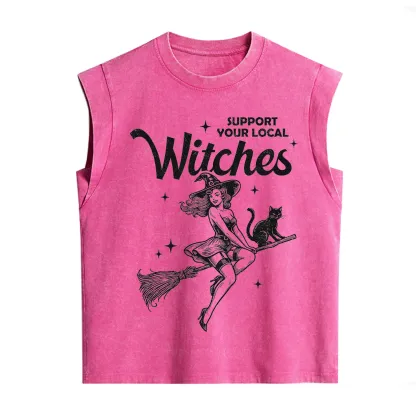 Purplehecate Support Your Local Witches Funny Witch Vintage Washed Tank