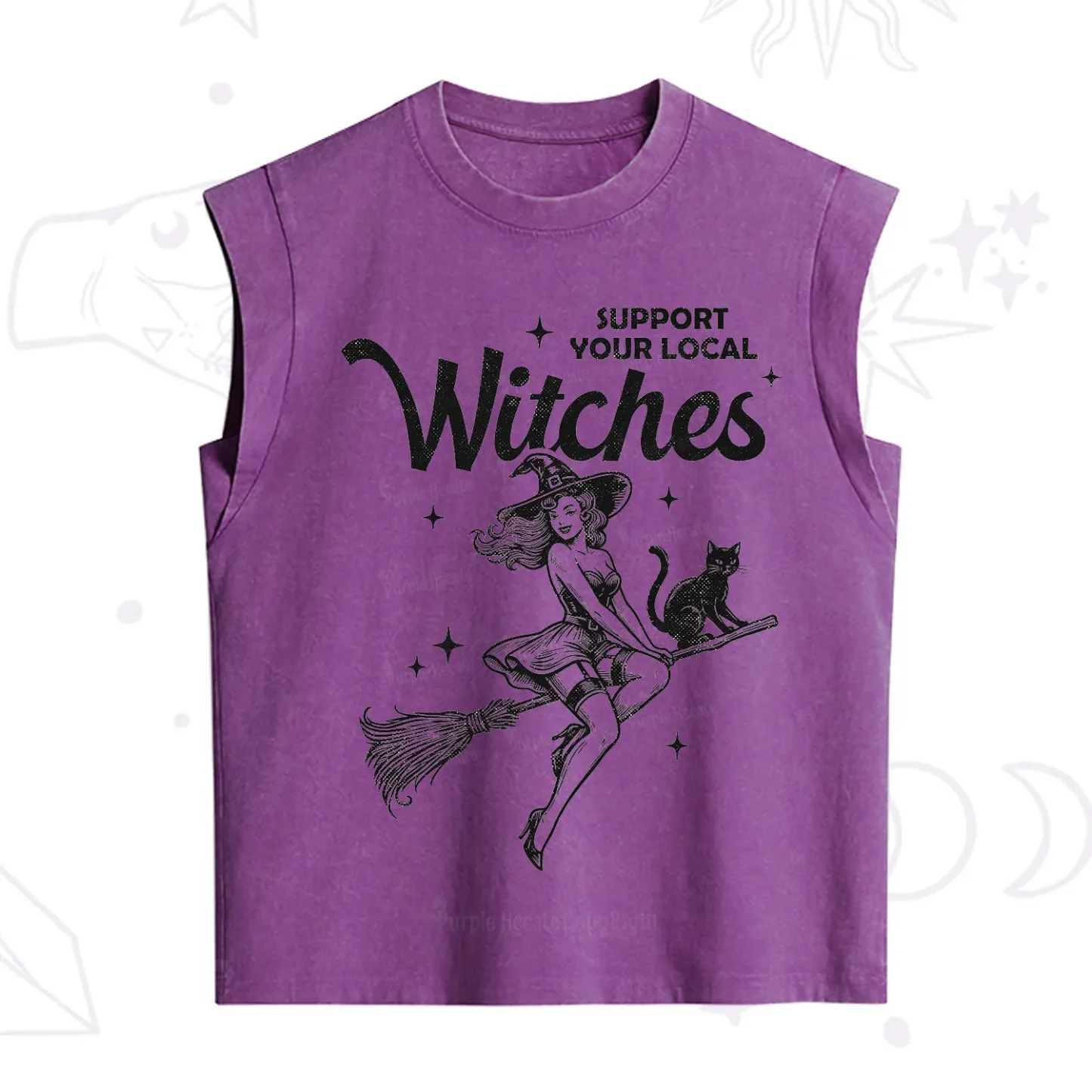 Purplehecate Support Your Local Witches Funny Witch Vintage Washed Tank