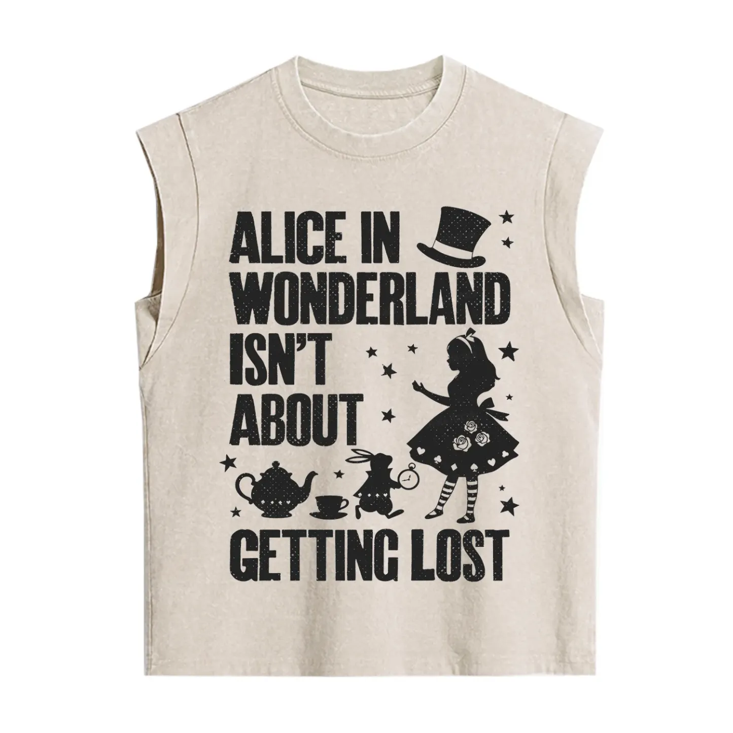 Purplehecate Alice Style Wonderland Girl Quote Vintage Washed Tank