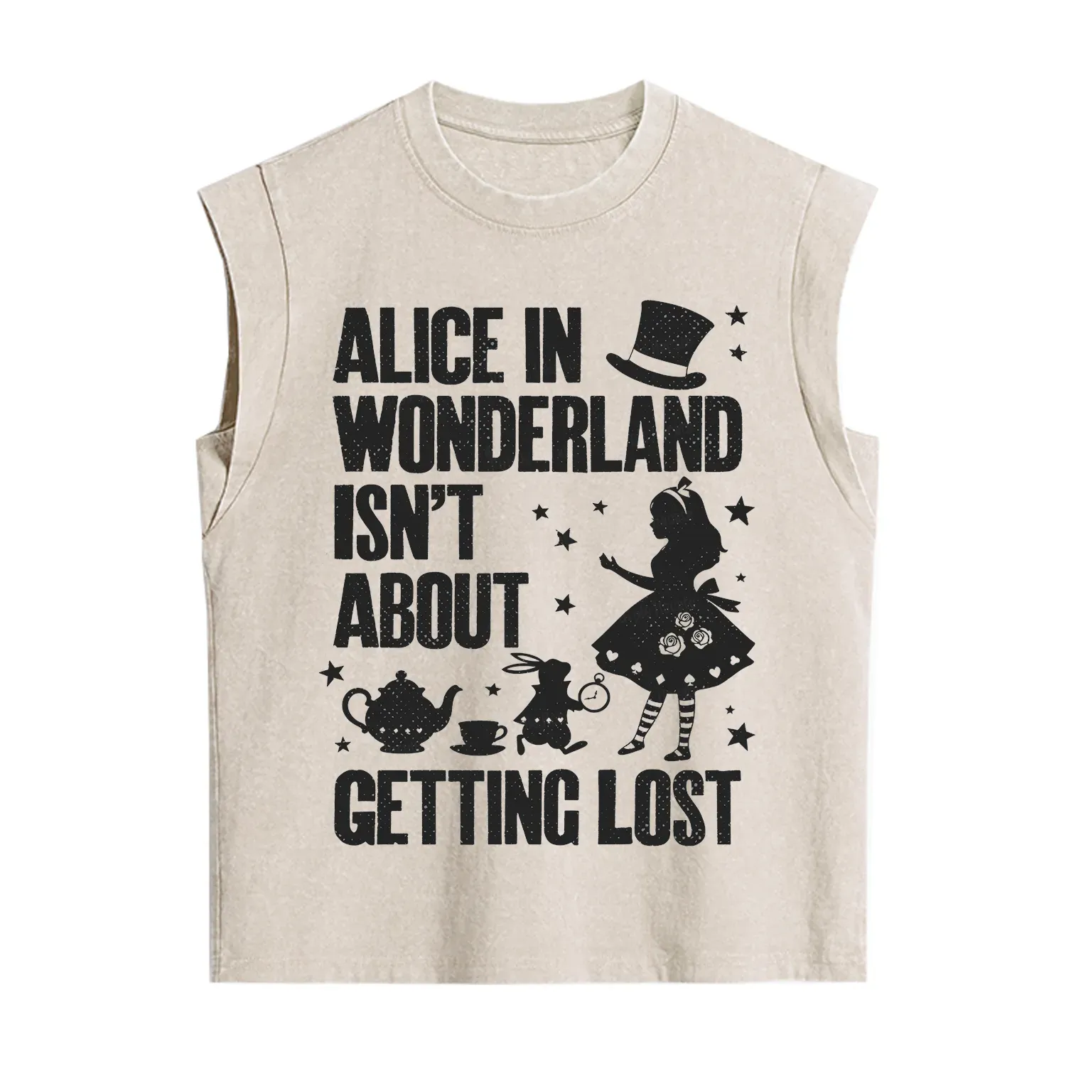 Purplehecate Alice Style Wonderland Girl Quote Vintage Washed Tank