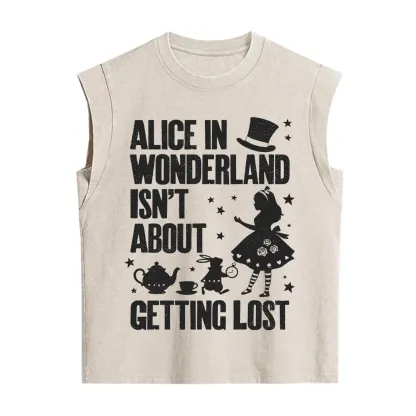 Purplehecate Alice Style Wonderland Girl Quote Vintage Washed Tank