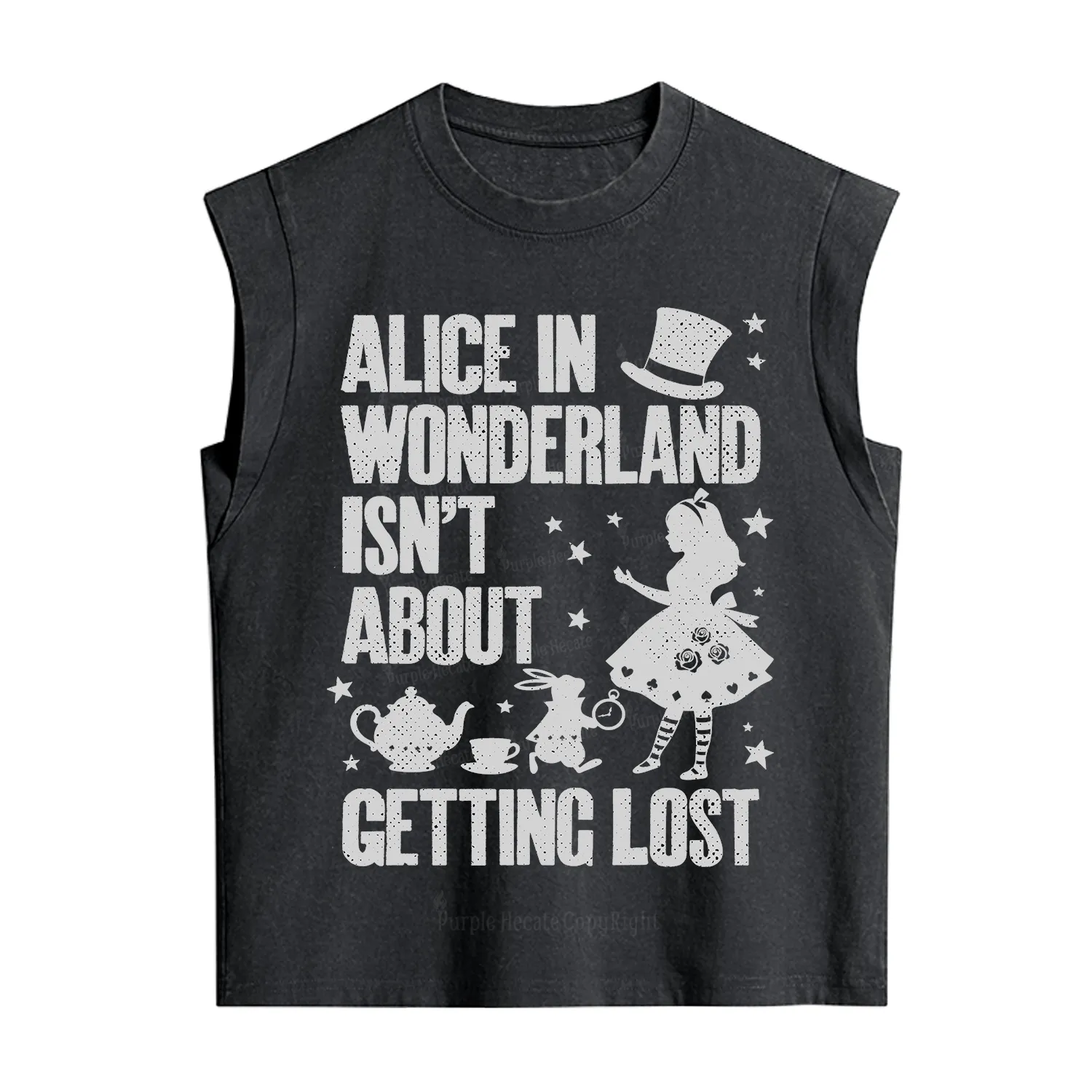 Purplehecate Alice Style Wonderland Girl Quote Vintage Washed Tank
