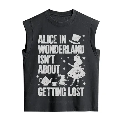 Purplehecate Alice Style Wonderland Girl Quote Vintage Washed Tank