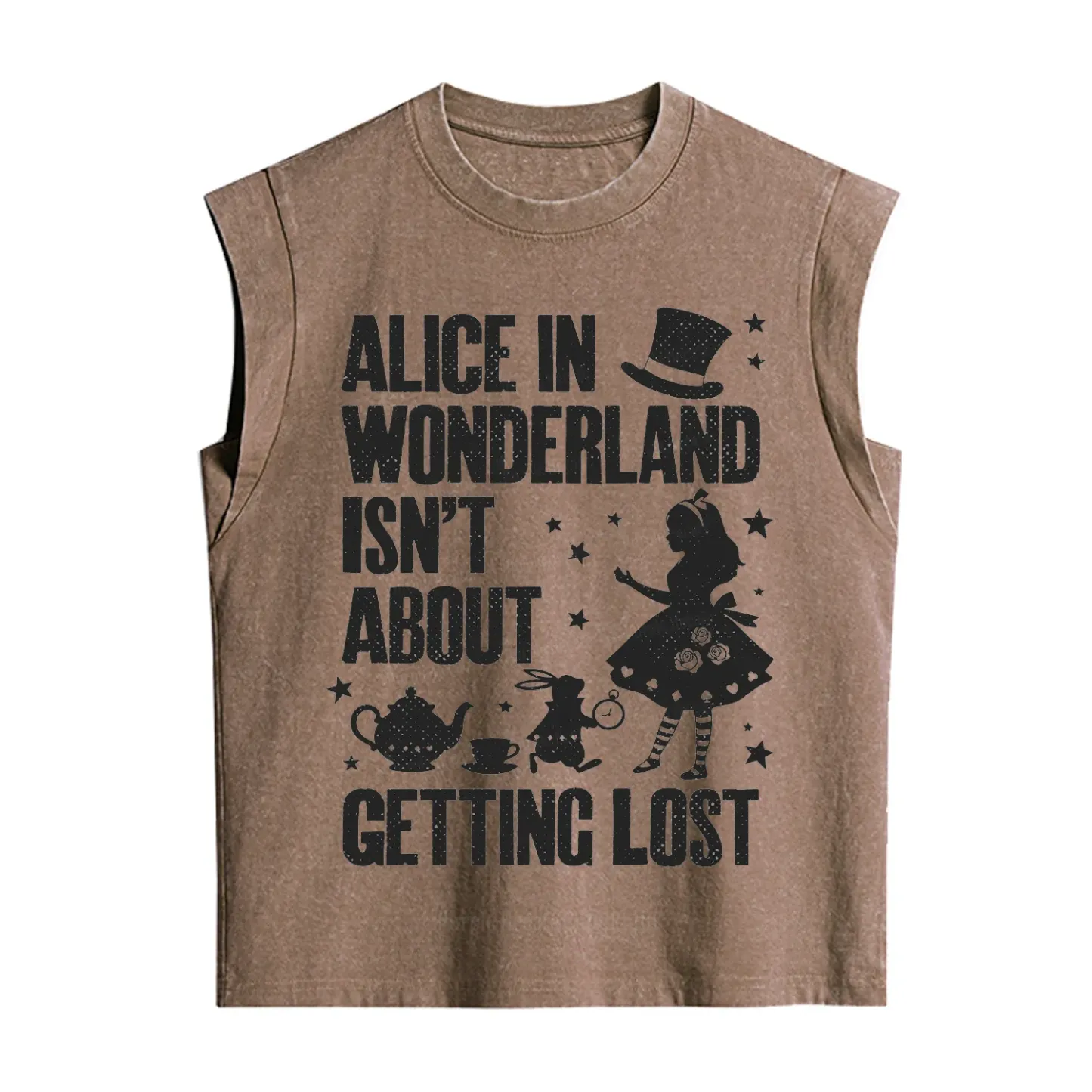 Purplehecate Alice Style Wonderland Girl Quote Vintage Washed Tank