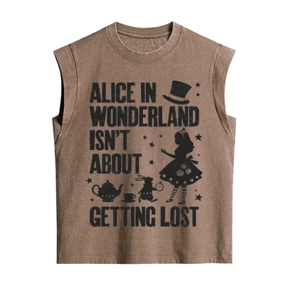 Purplehecate Alice Style Wonderland Girl Quote Vintage Washed Tank