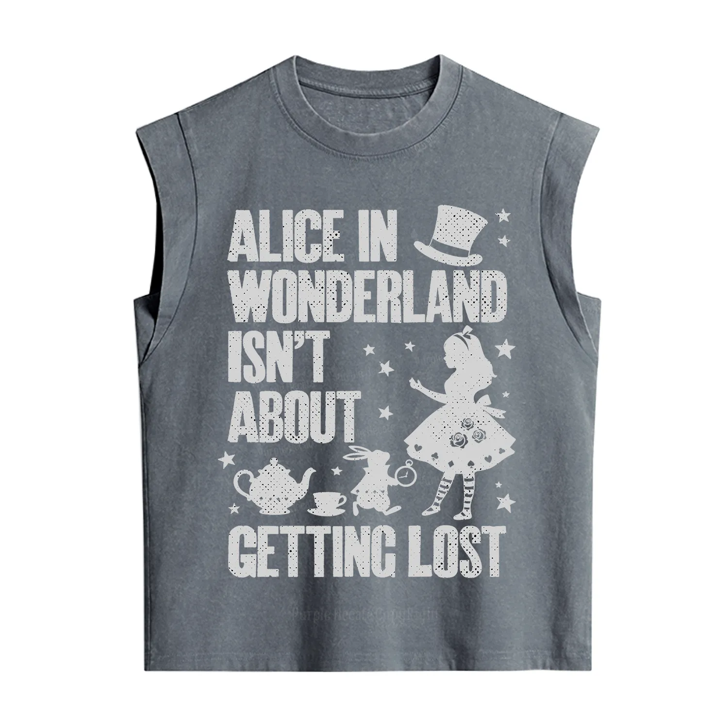 Purplehecate Alice Style Wonderland Girl Quote Vintage Washed Tank