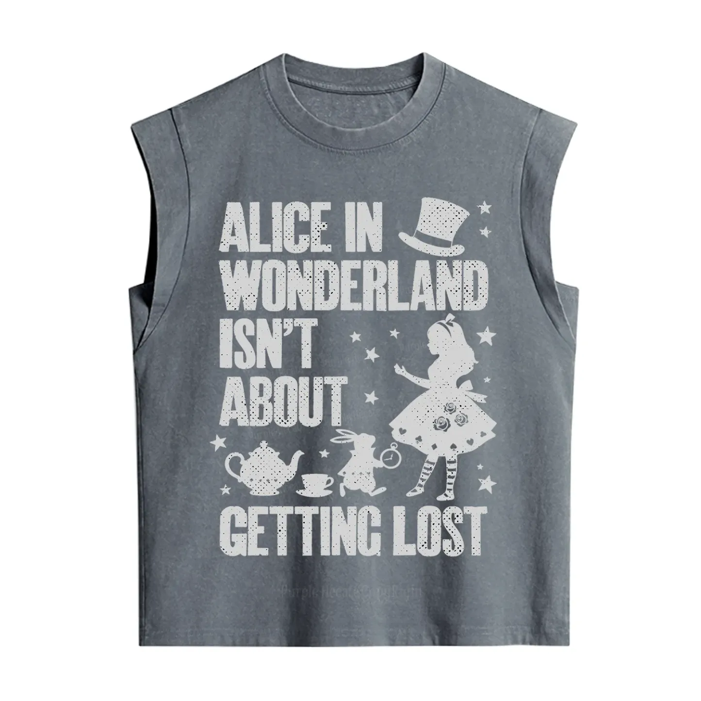 Purplehecate Alice Style Wonderland Girl Quote Vintage Washed Tank