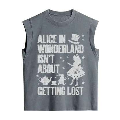 Purplehecate Alice Style Wonderland Girl Quote Vintage Washed Tank