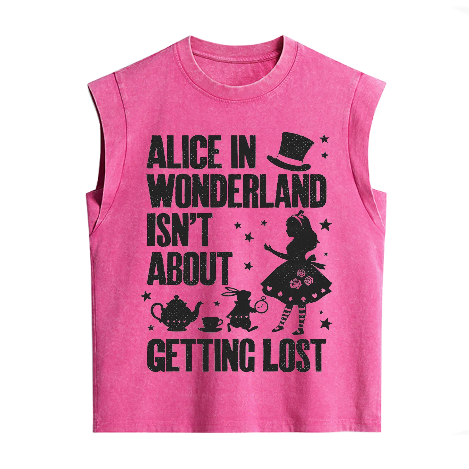 Purplehecate Alice Style Wonderland Girl Quote Vintage Washed Tank