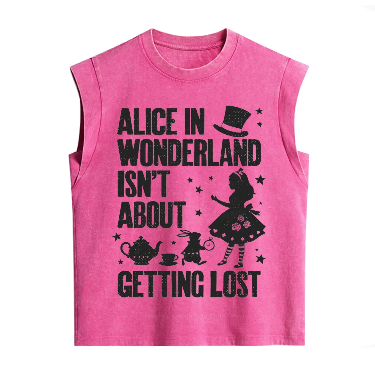 Purplehecate Alice Style Wonderland Girl Quote Vintage Washed Tank