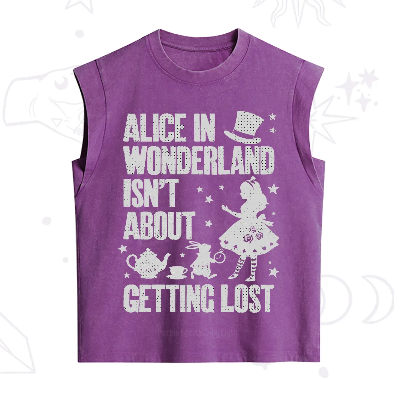 Purplehecate Alice Style Wonderland Girl Quote Vintage Washed Tank