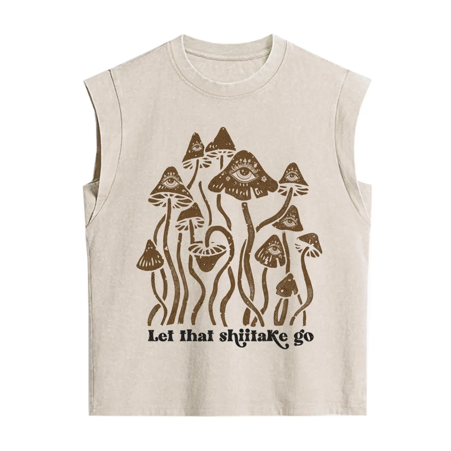 Purplehecate Let That Shiitake Go Funny Sarcastic Mushroom Vintage Washed Tank