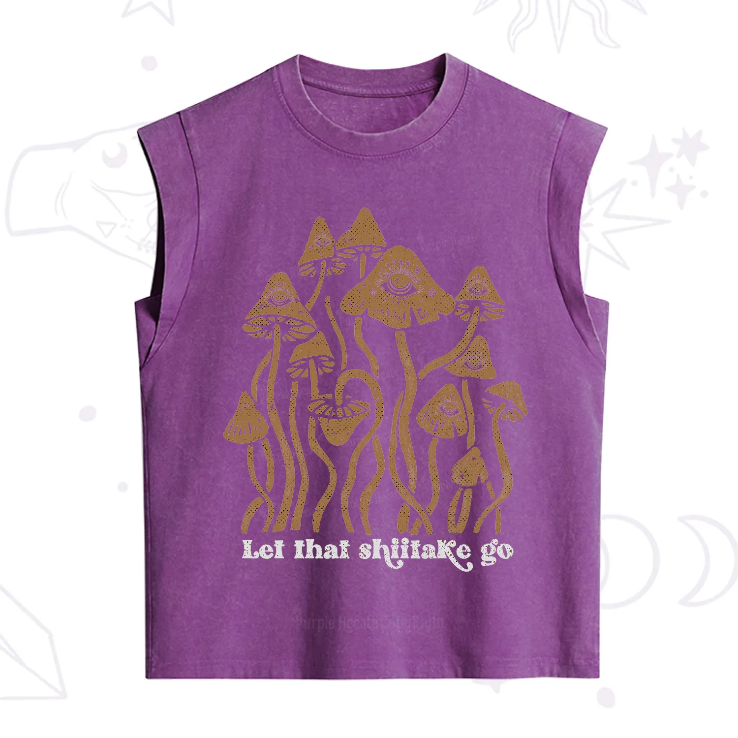 Purplehecate Let That Shiitake Go Funny Sarcastic Mushroom Vintage Washed Tank