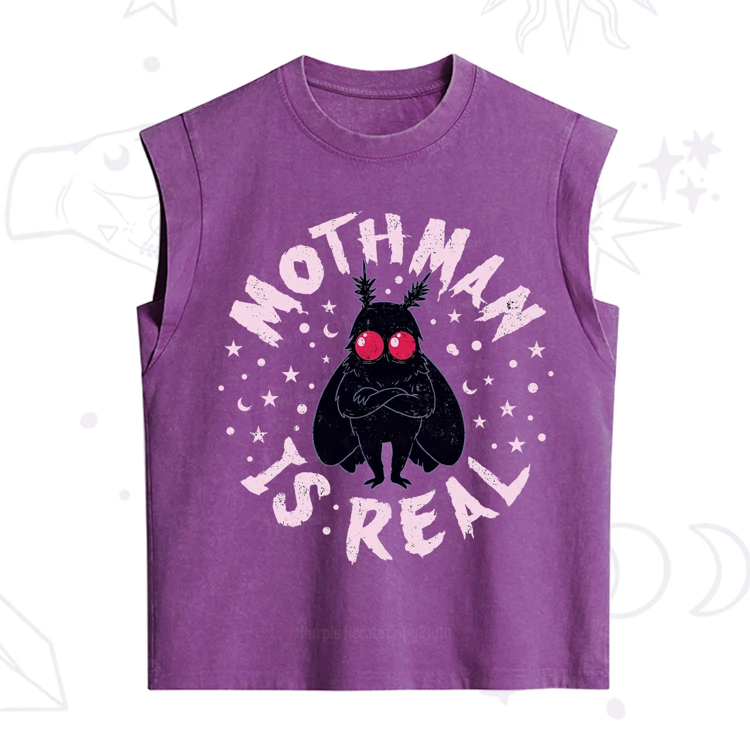 Purplehecate Mothman Is Real Vintage Washed Tank