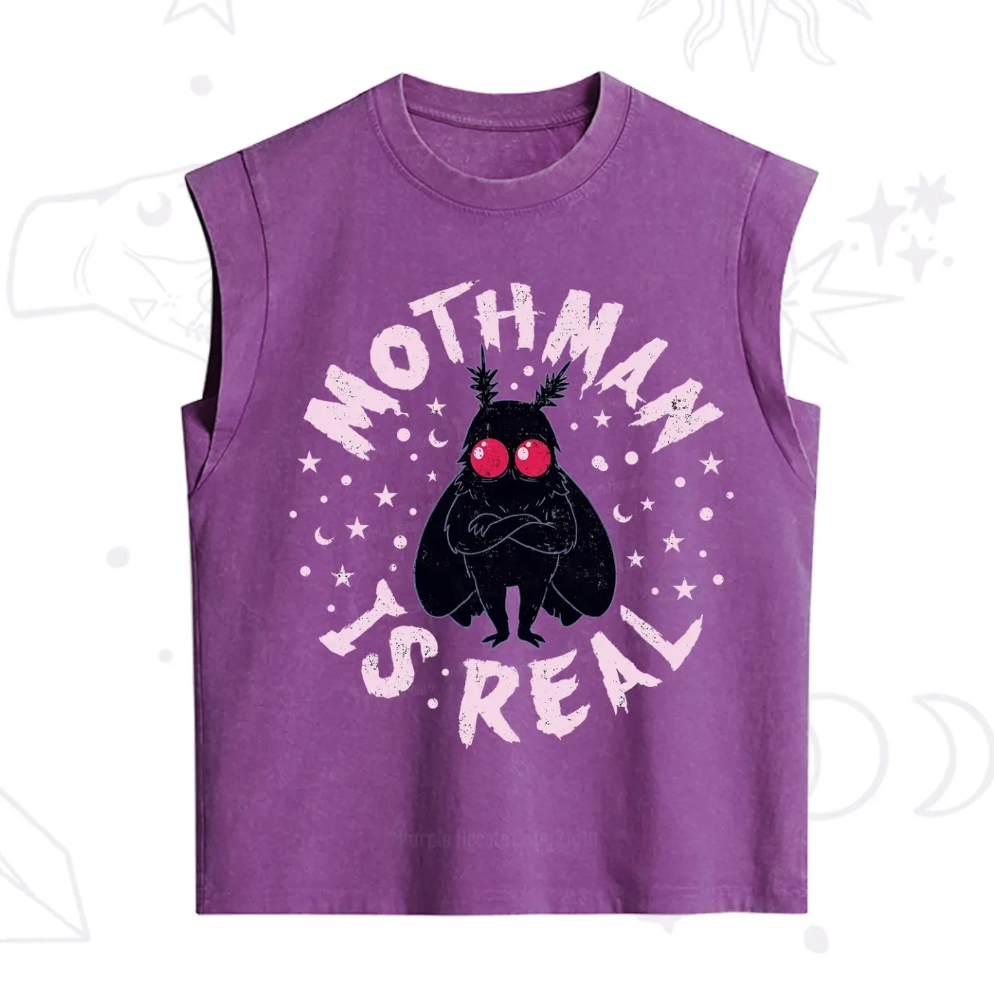 Purplehecate Mothman Is Real Vintage Washed Tank