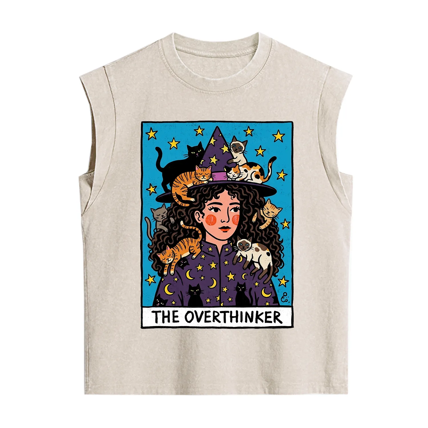 Purplehecate The Overthinker Witch Cat Party Vintage Washed Tank