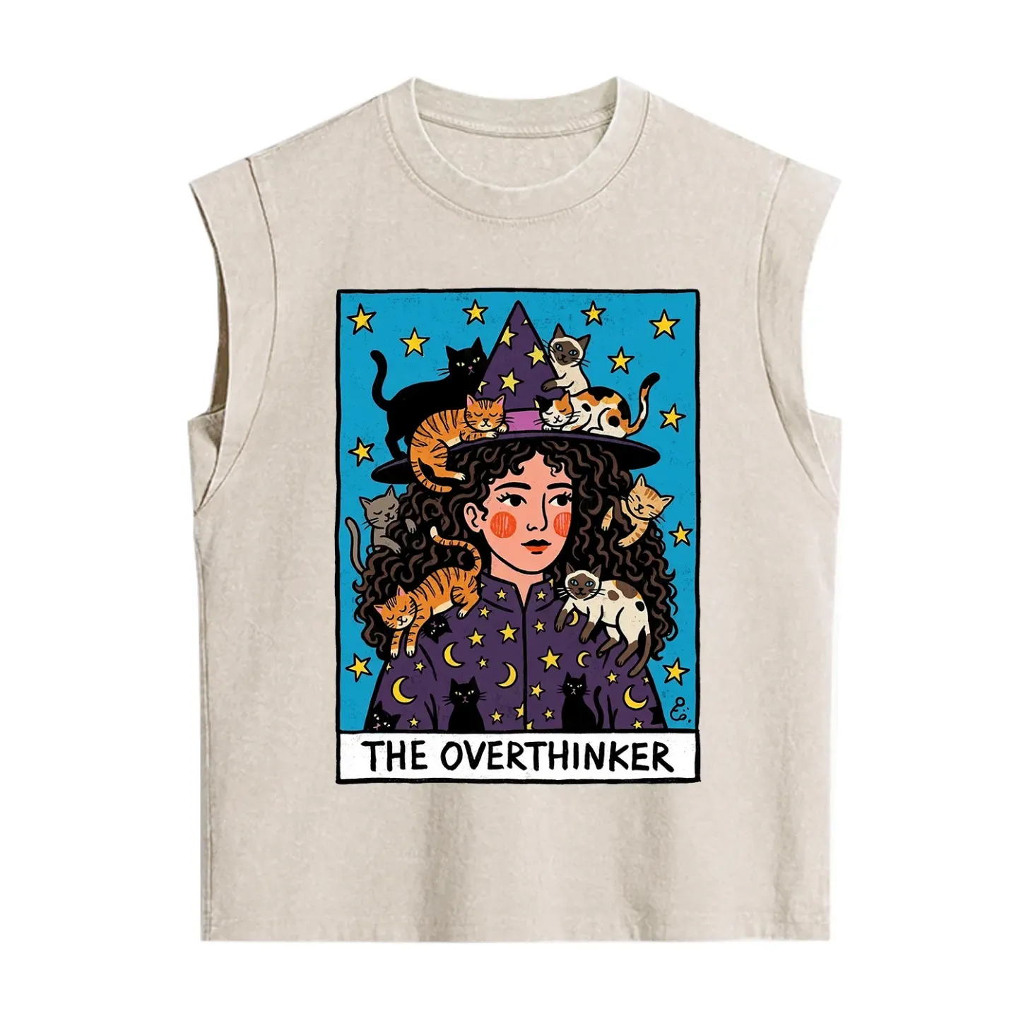 Purplehecate The Overthinker Witch Cat Party Vintage Washed Tank