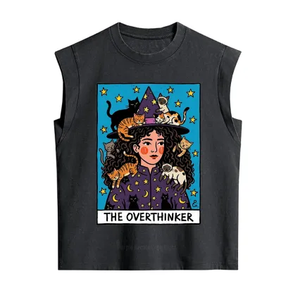 Purplehecate The Overthinker Witch Cat Party Vintage Washed Tank