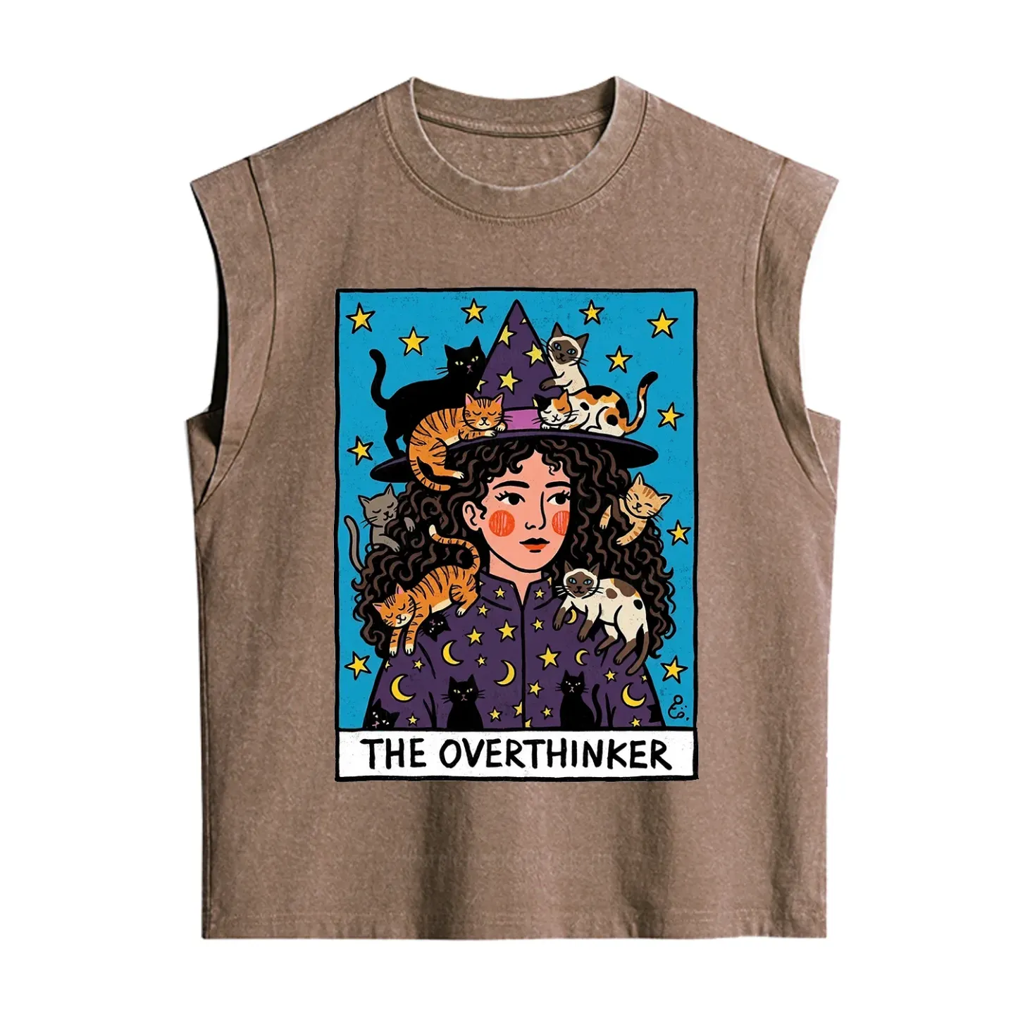Purplehecate The Overthinker Witch Cat Party Vintage Washed Tank