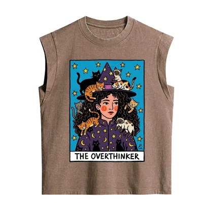 Purplehecate The Overthinker Witch Cat Party Vintage Washed Tank