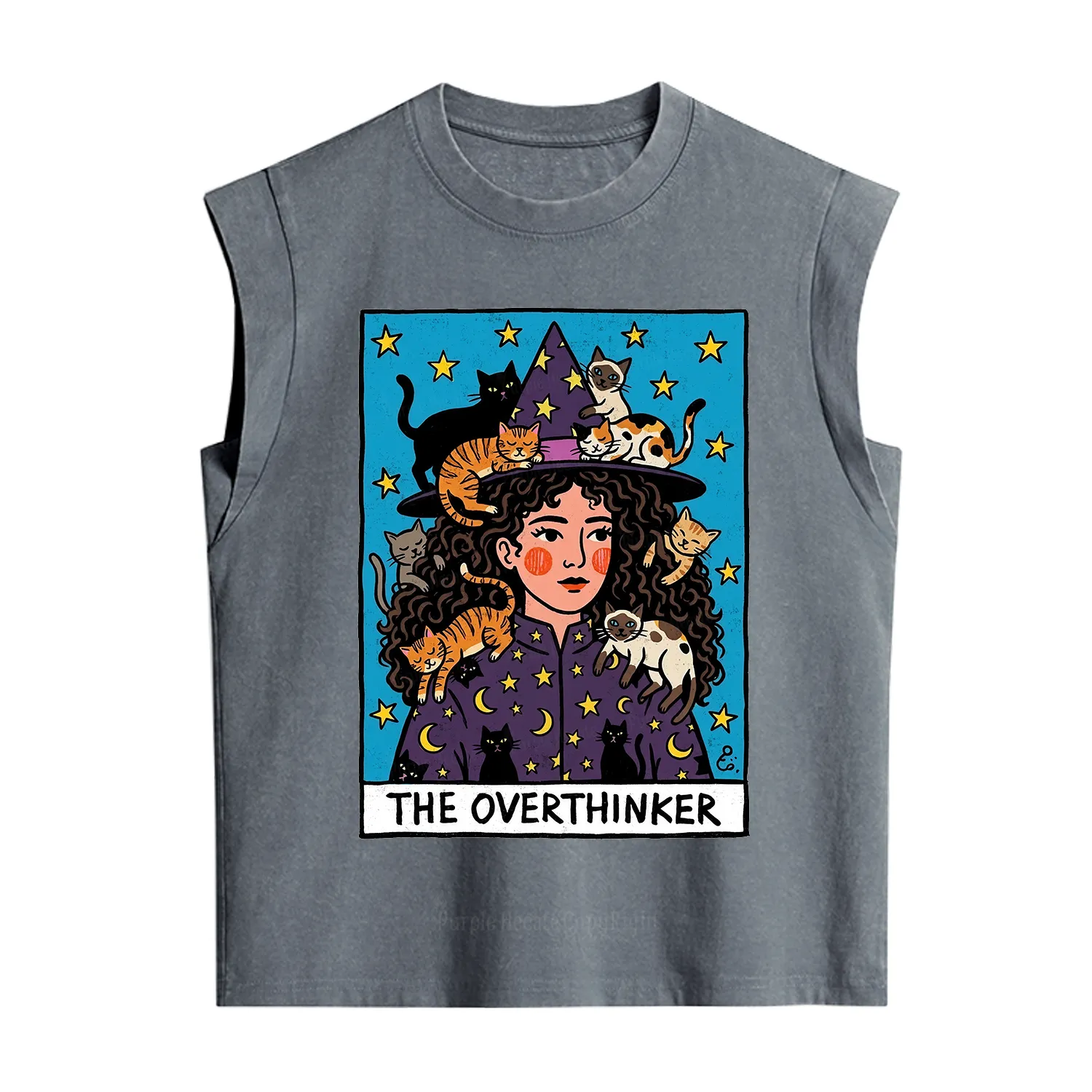 Purplehecate The Overthinker Witch Cat Party Vintage Washed Tank