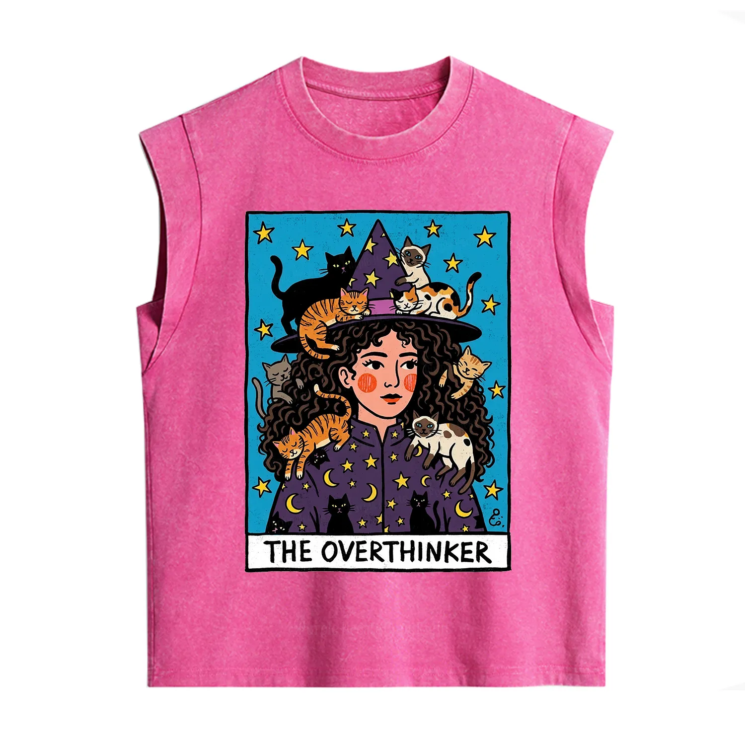 Purplehecate The Overthinker Witch Cat Party Vintage Washed Tank