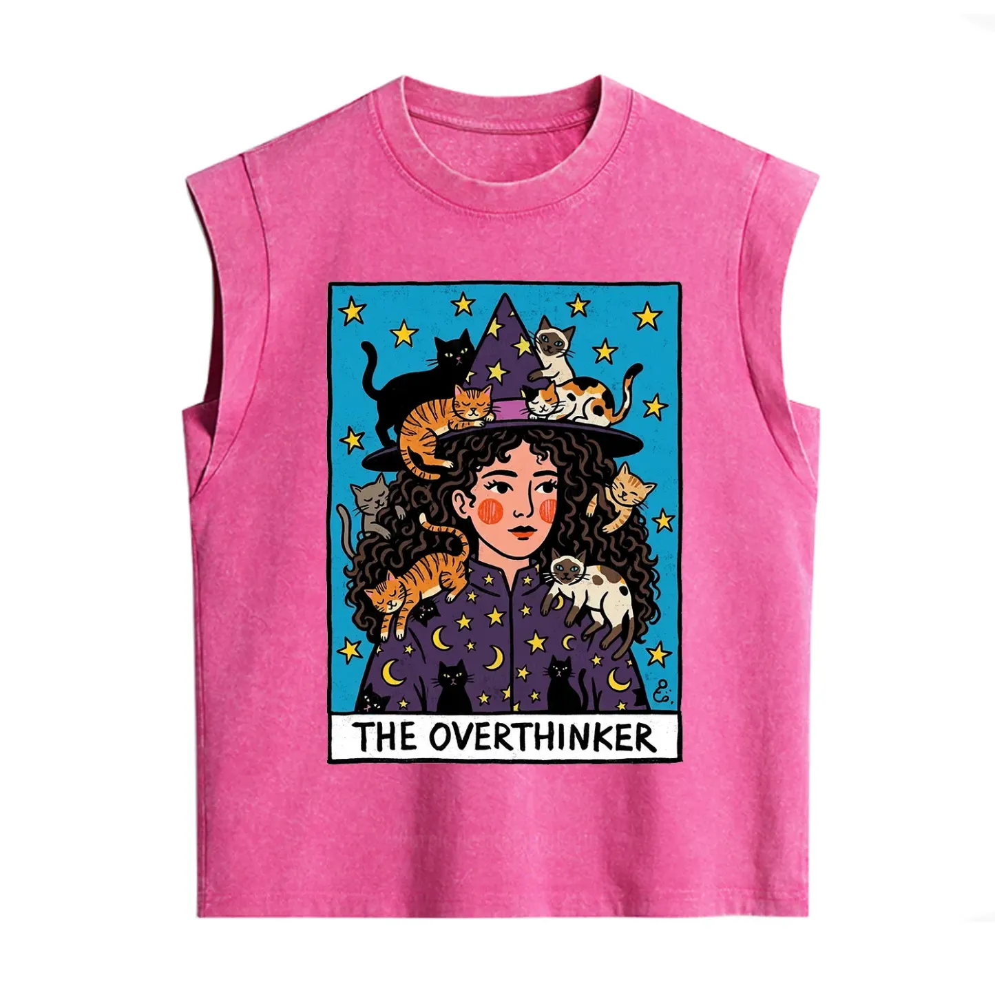 Purplehecate The Overthinker Witch Cat Party Vintage Washed Tank