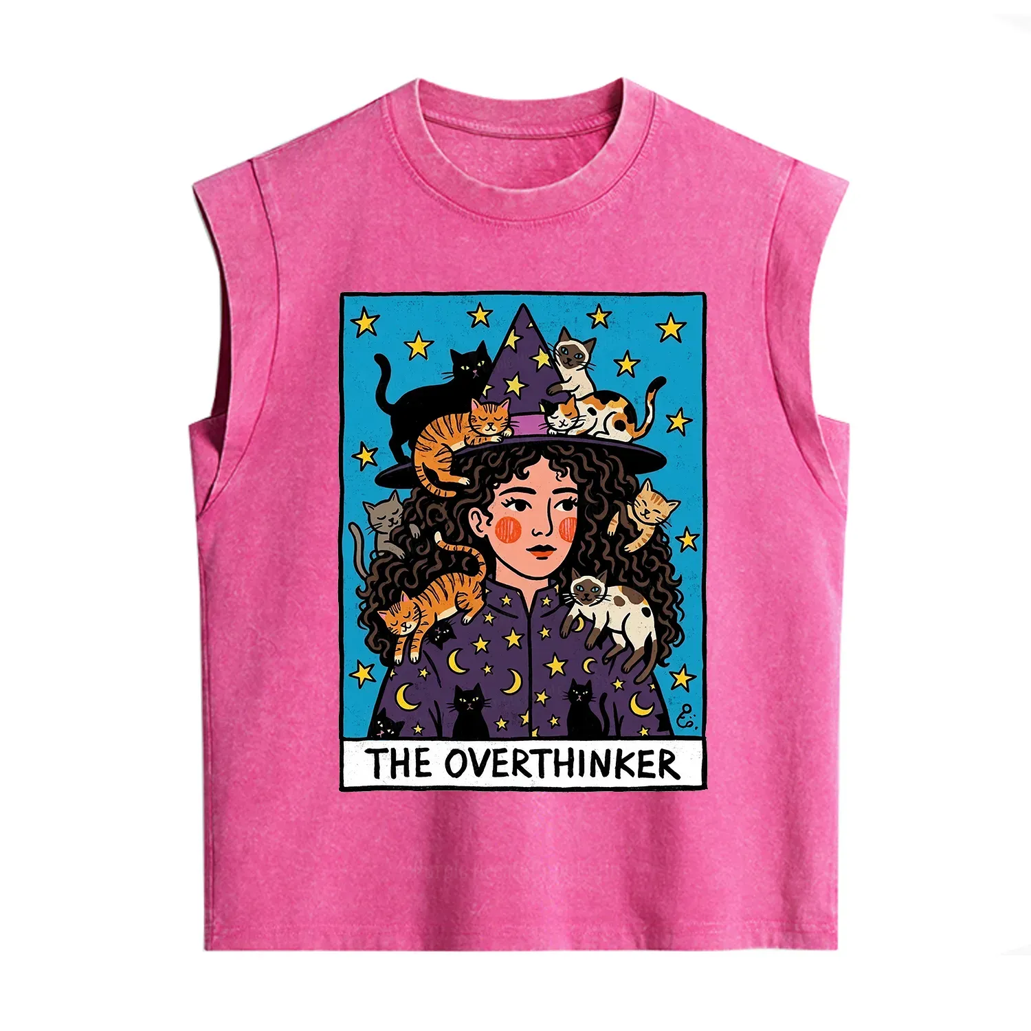 Purplehecate The Overthinker Witch Cat Party Vintage Washed Tank