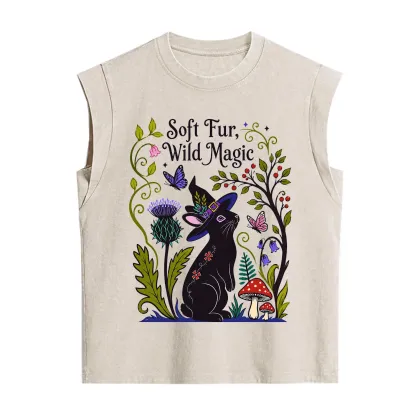 Purplehecate Soft Fur Wild Magic Black Bunny Vintage Washed Tank