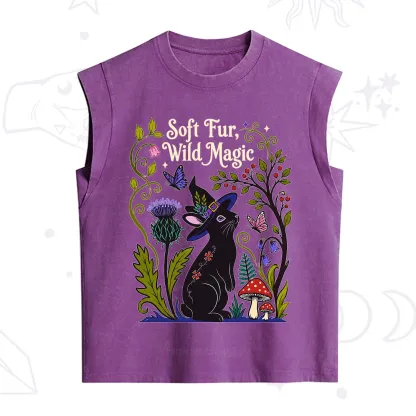 Purplehecate Soft Fur Wild Magic Black Bunny Vintage Washed Tank